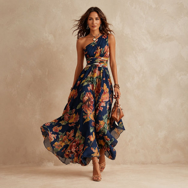 Sonya | Vestido Largo Asimétrico Floral