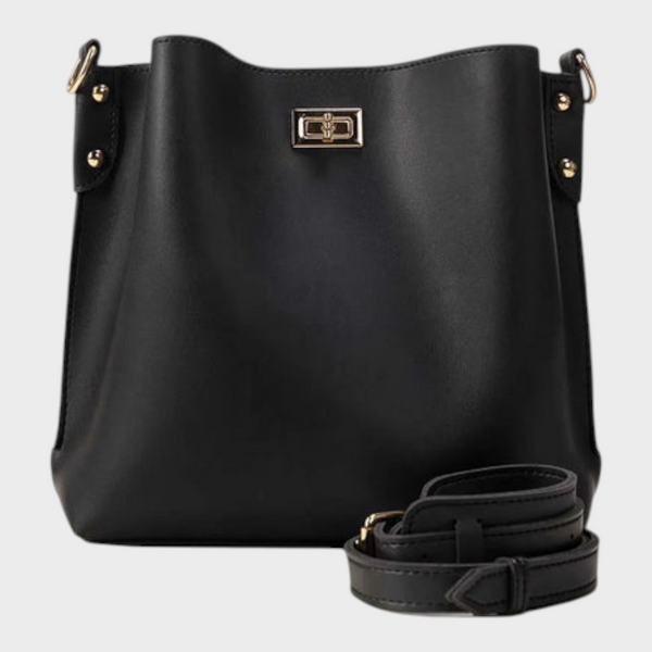 Regina | Bolso Saco Negro con Cierre Giratorio