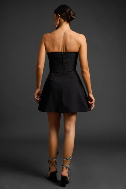 Mavis | Mini Vestido Palabra de Honor con Pedrería