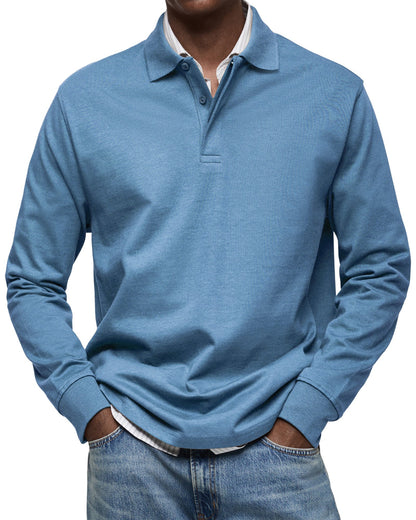 Polo de lujo de manga larga en azul