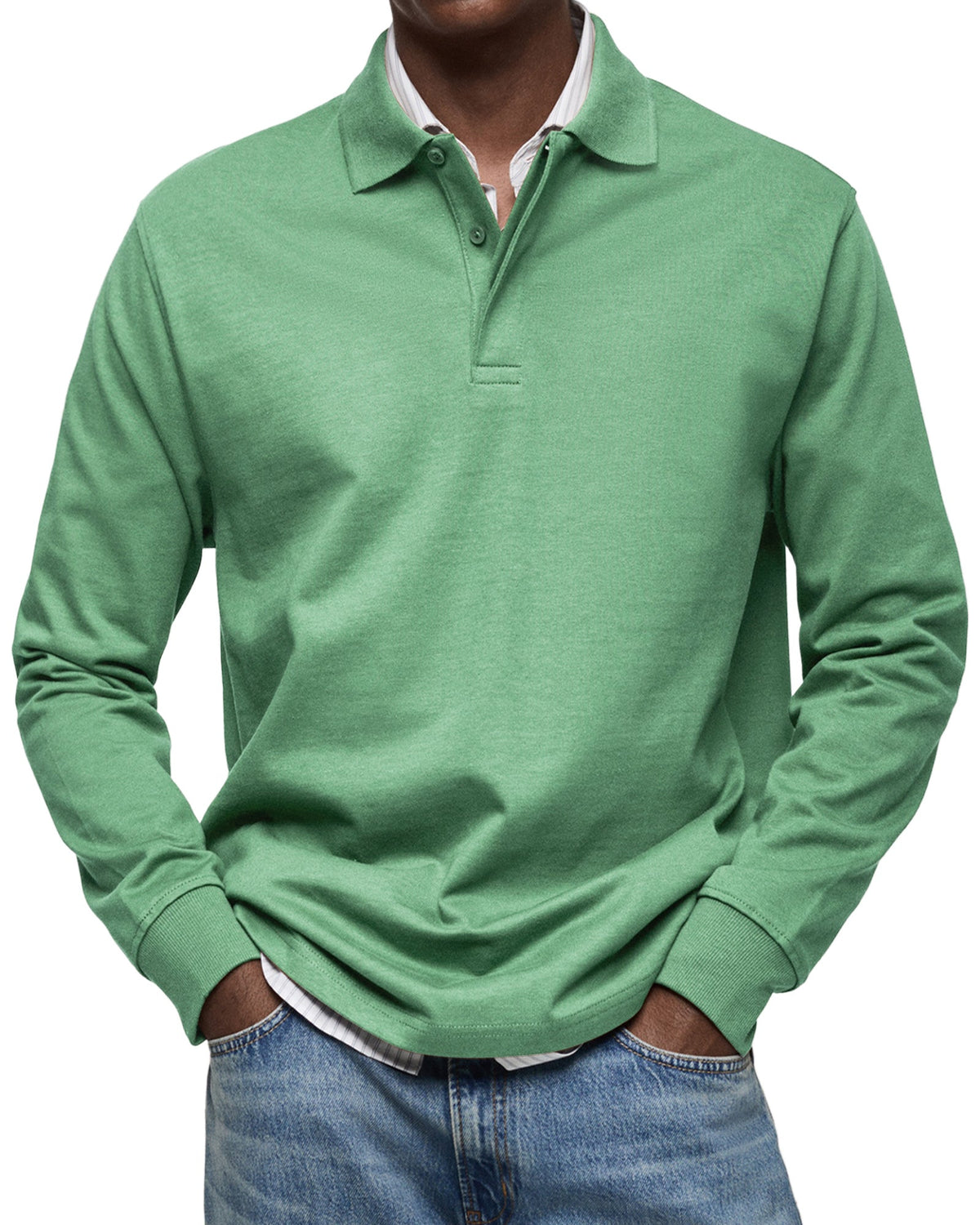 Polo de lujo de manga larga en verde