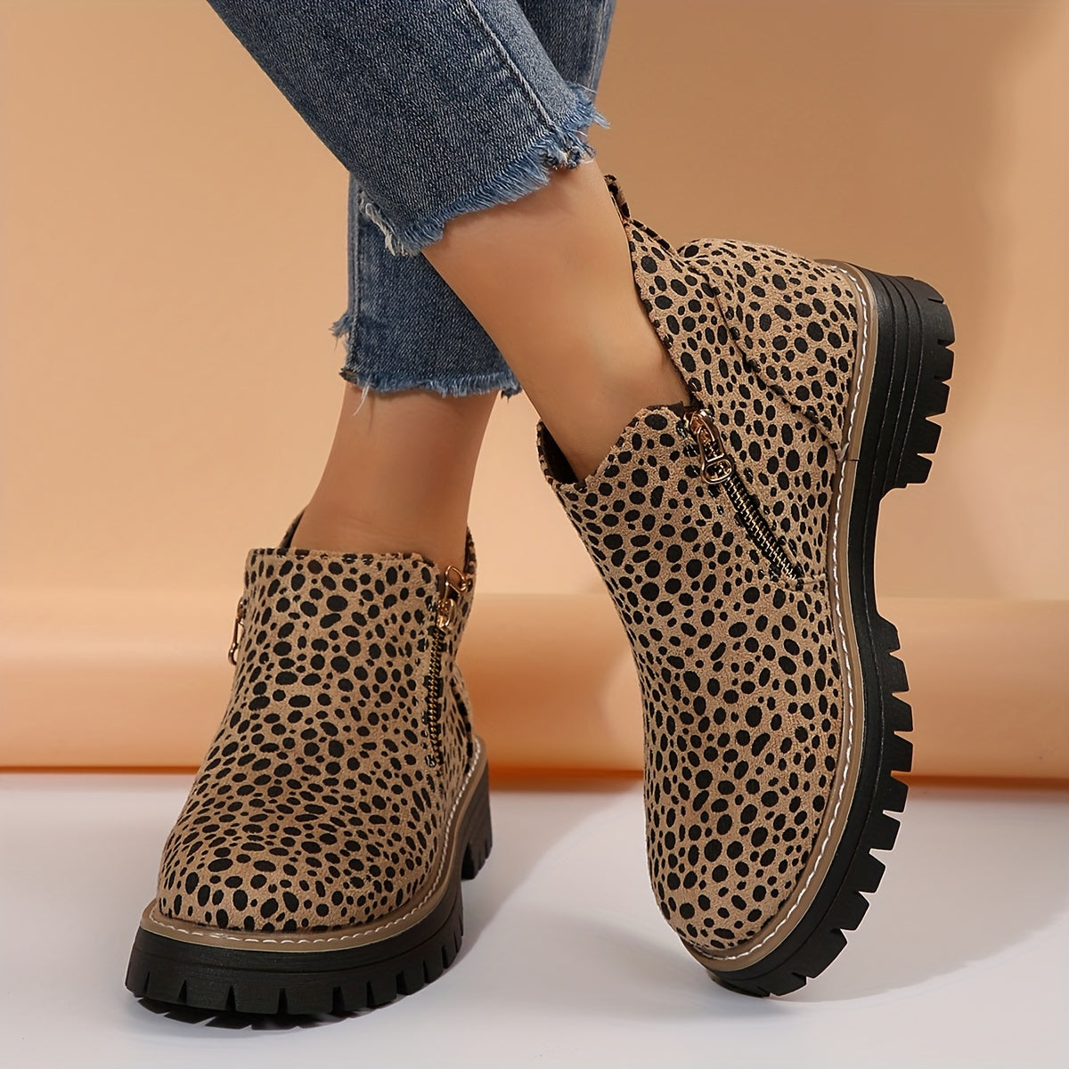Kathleen botines con cremallera en leopardo