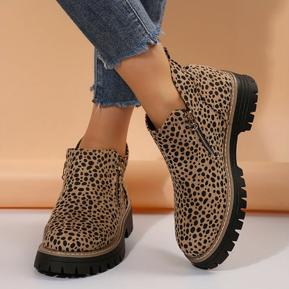 Kathleen botines con cremallera en leopardo