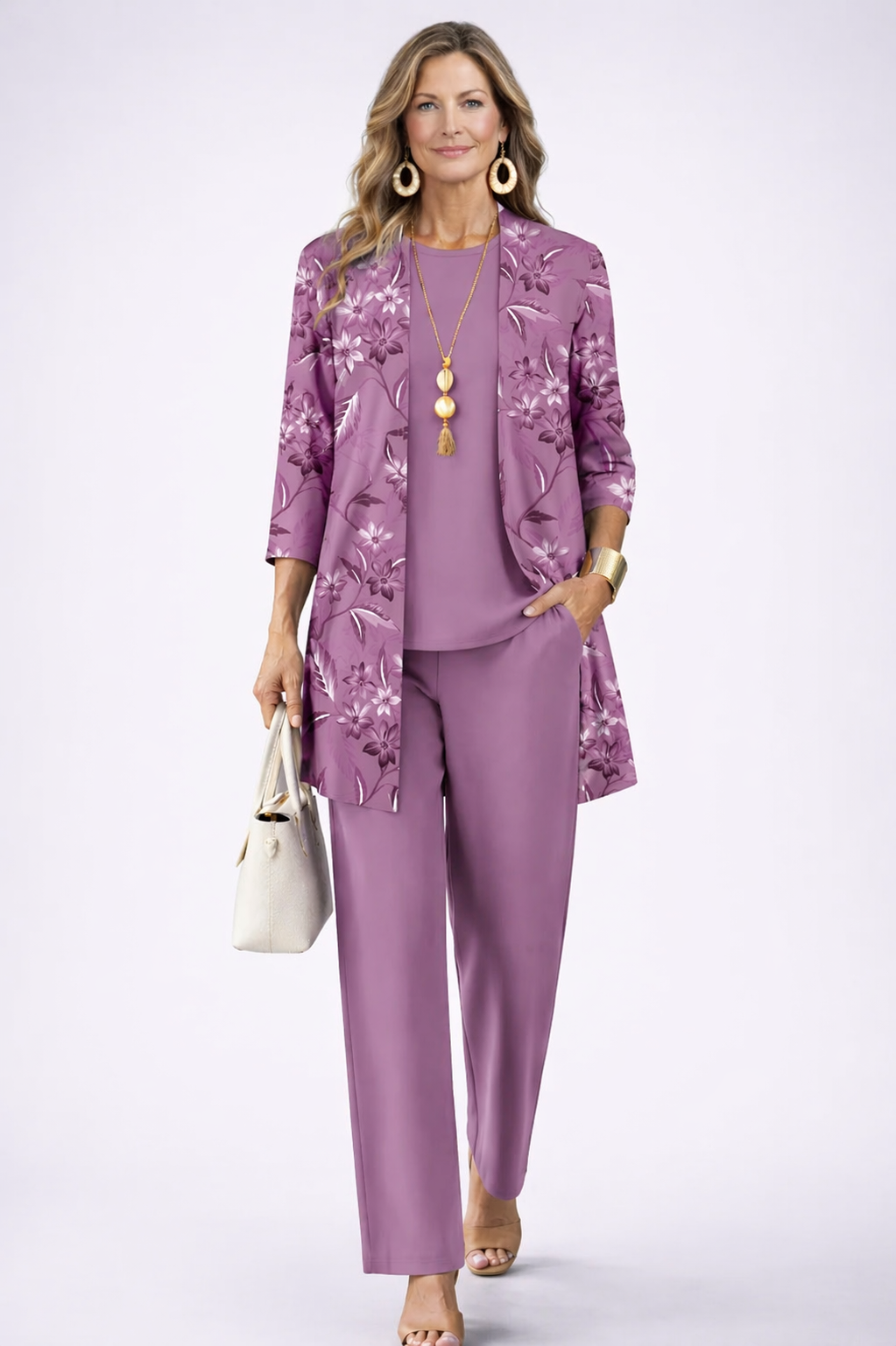 Pauline conjunto de 3 piezas en morado