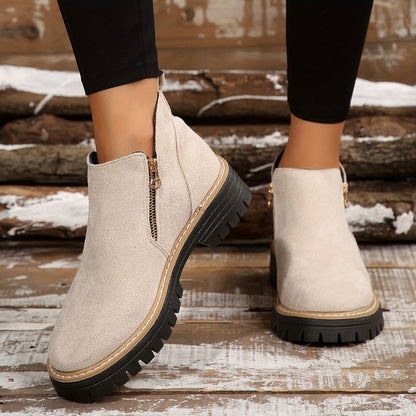 Kathleen botines con cremallera en beige