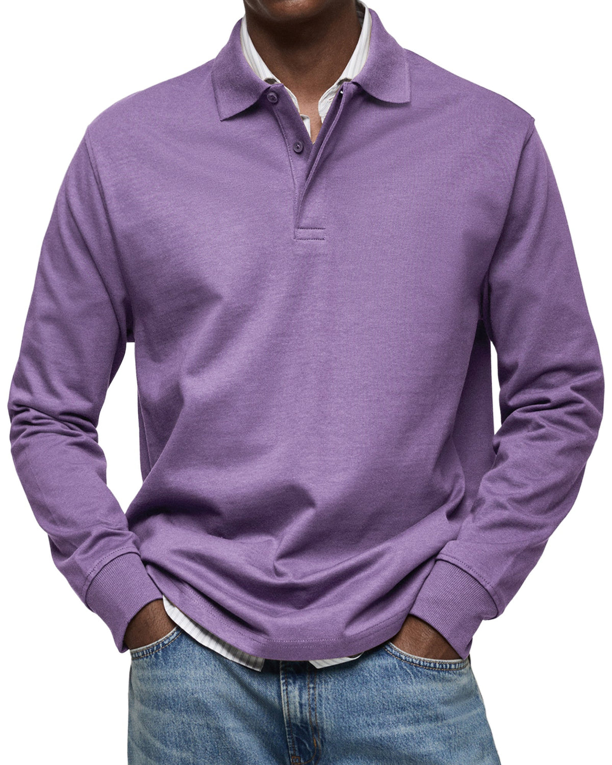 Polo de lujo de manga larga en violeta