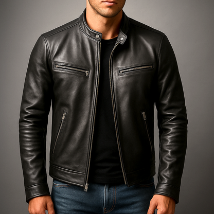 Recio chaqueta vintage de piel en negro