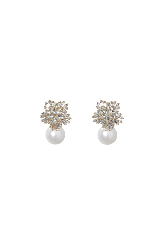 Zaha pendientes de perla con pedrería