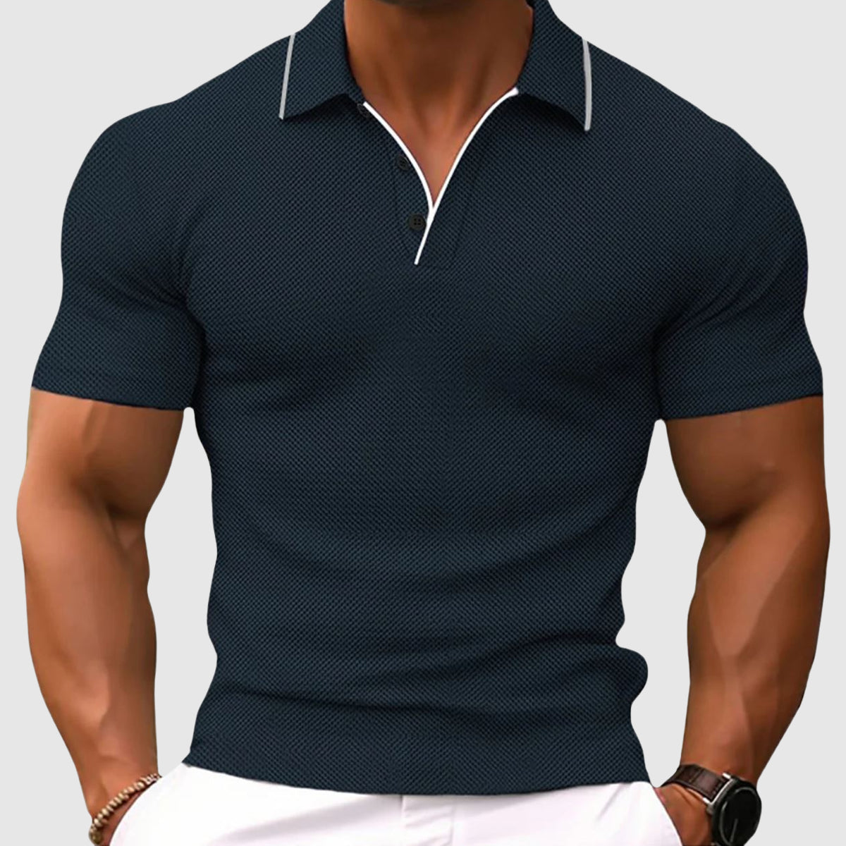 Alberico polo slim fit en azul oscuro