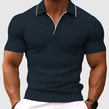 Alberico polo slim fit en azul oscuro
