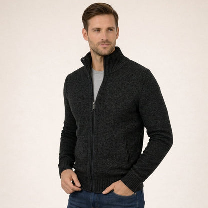 Caleb chaqueta de punto con cremallera en negro