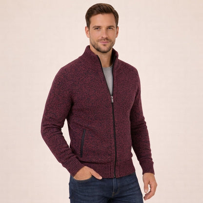 Caleb chaqueta de punto con cremallera en rojo