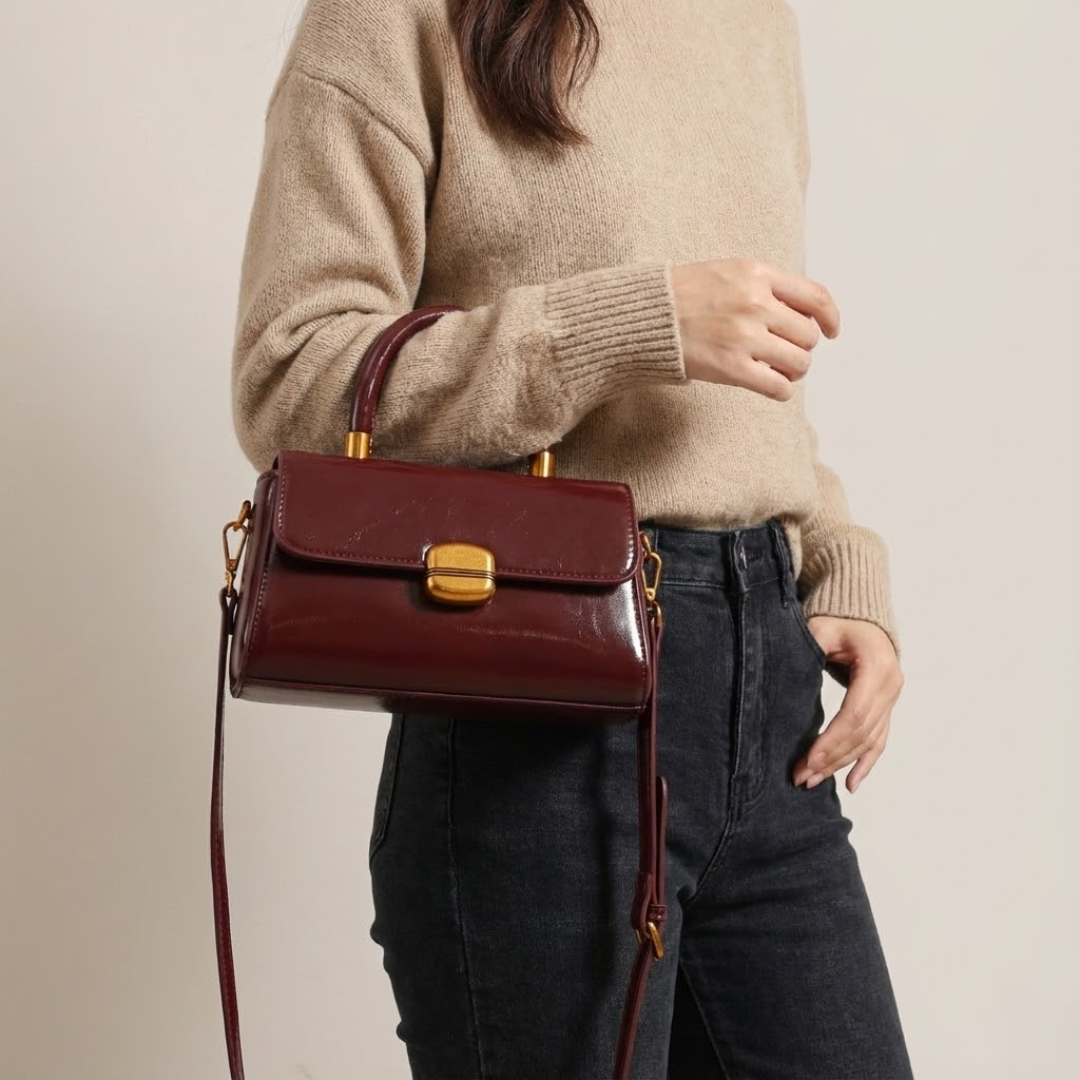 Mila bolso de mano brillante, detalle
