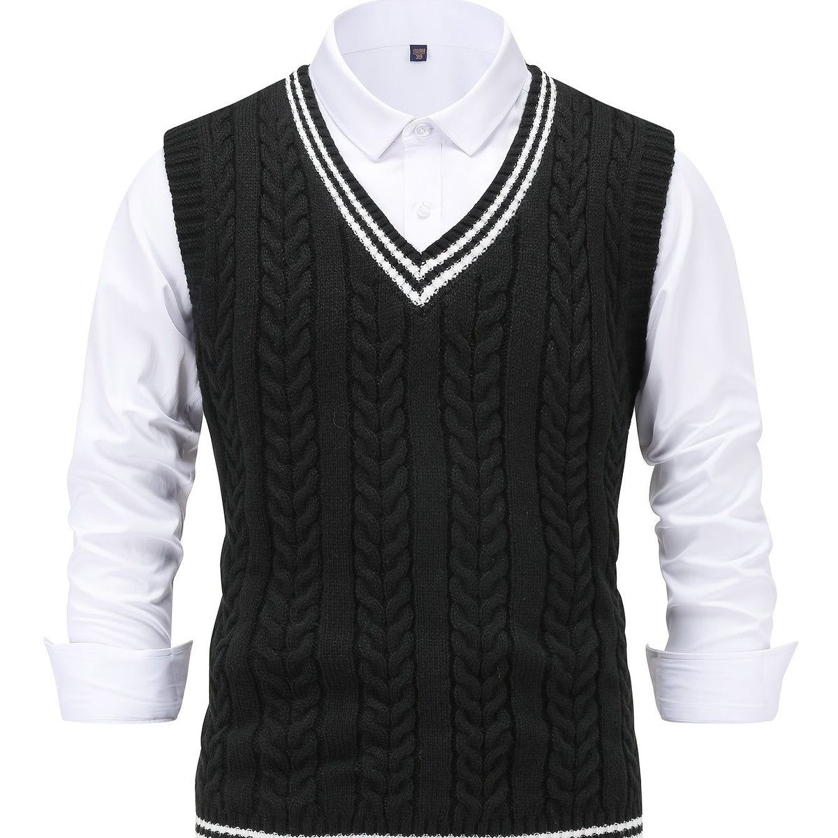 Gideon chaleco de punto trenzado en negro