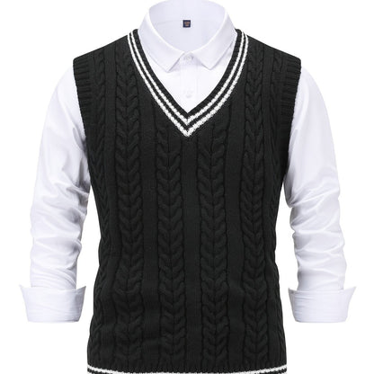 Gideon chaleco de punto trenzado en negro