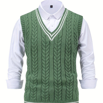 Gideon chaleco de punto trenzado en verde