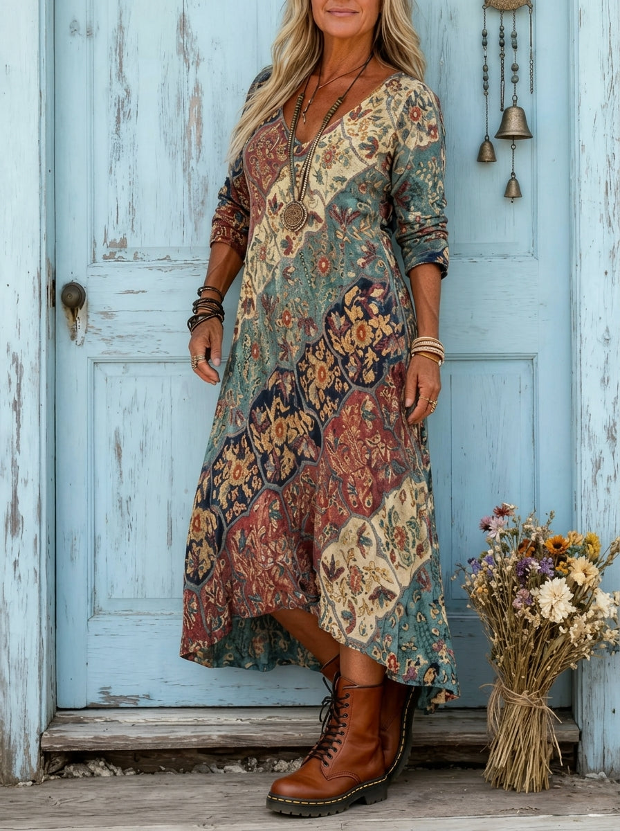 Lydia vestido largo fluido con estampado de colores