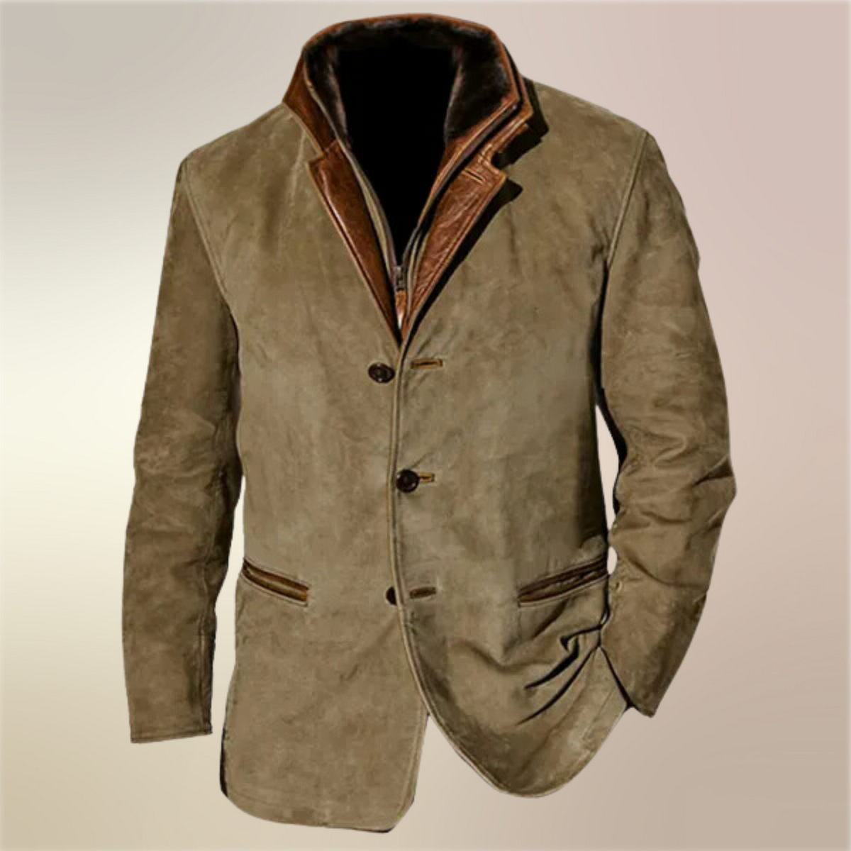 Luca chaqueta vintage con cuello en oliva