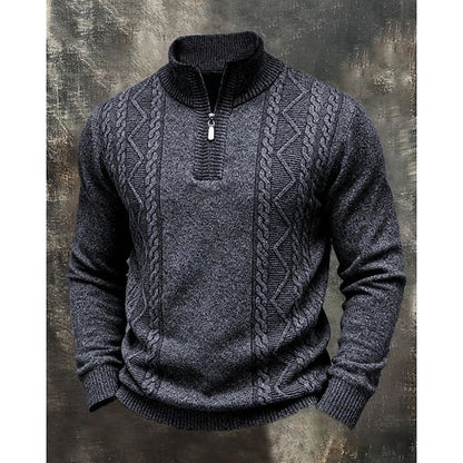 Simon jersey trenzado con media cremallera en gris