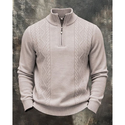 Simon jersey trenzado con media cremallera en beige