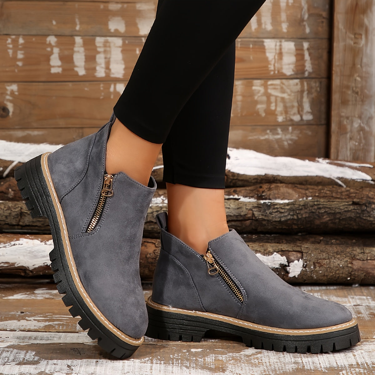 Kathleen botines con cremallera en gris