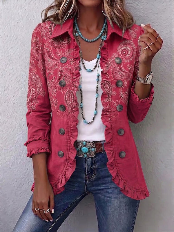 Adoración | Chaqueta de Estampado Paisley con Volantes
