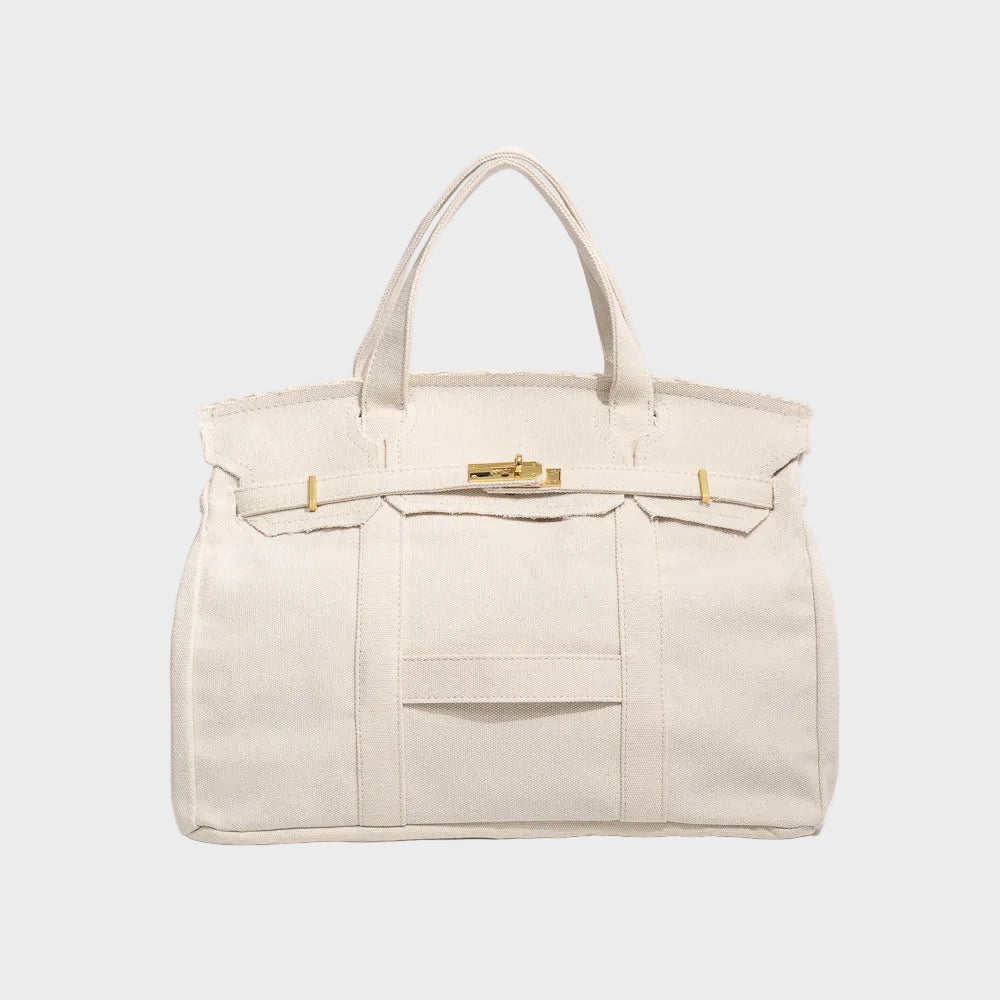 Bárbara bolso tote de lona blanco lino