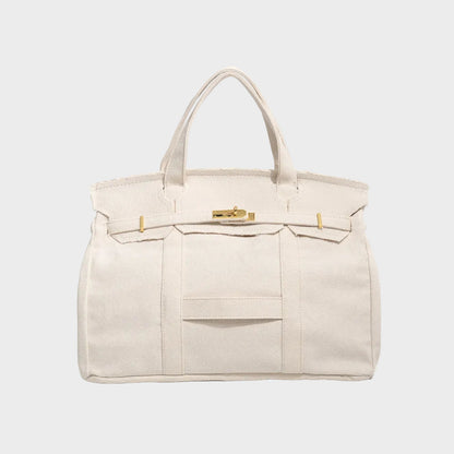 Bárbara bolso tote de lona blanco lino
