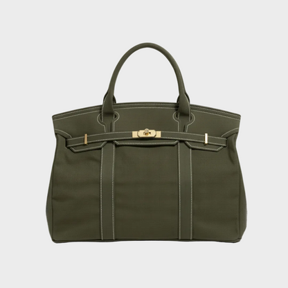 Bárbara bolso tote de lona verde oliva liso