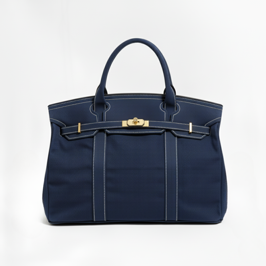 Bárbara bolso tote de lona azul marino liso