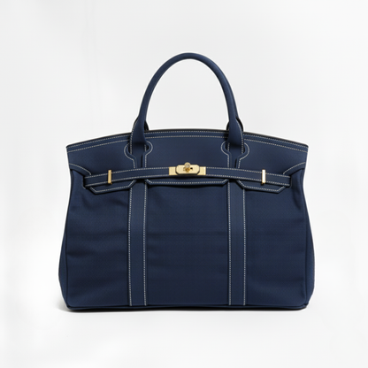 Bárbara bolso tote de lona azul marino liso