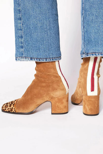 Beth botines de punta cuadrada beige piedra