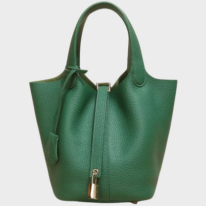 Catalina bolso con candado verde terciopelo