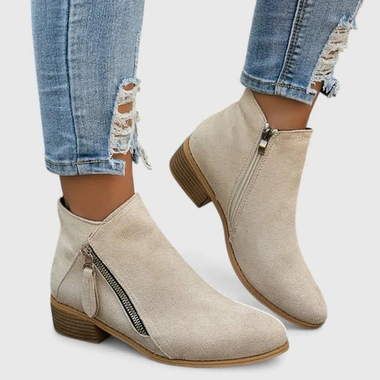 Cristina botines efecto ante beige