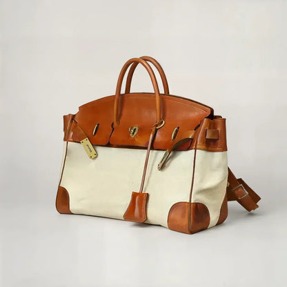 Dalia bolso de fin de semana de piel y lona chocolate claro