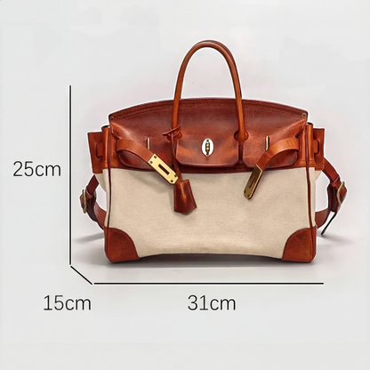 Dalia bolso de fin de semana de piel y lona chocolate claro