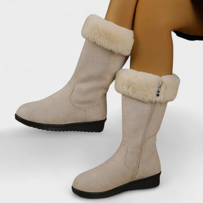 Eva botas de invierno beige con forro de pelo