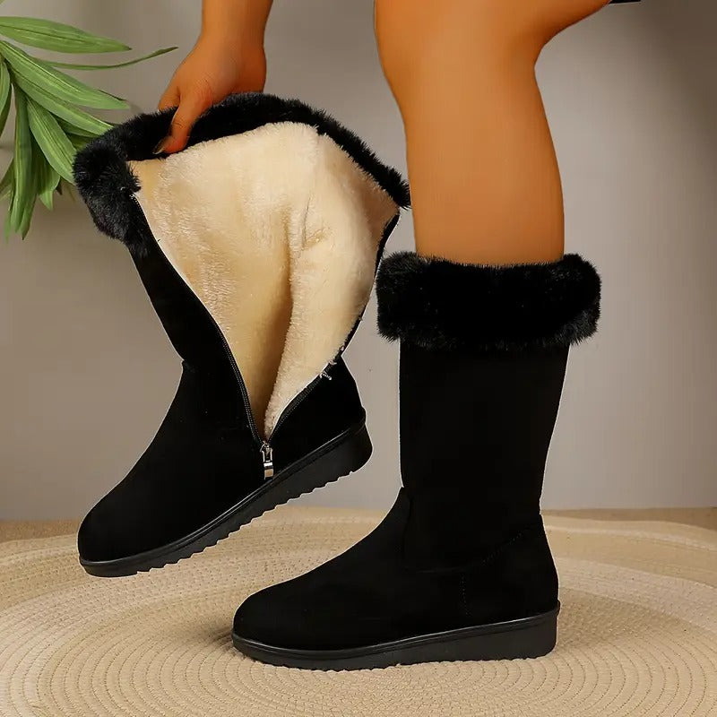 Eva botas de invierno negras con forro de pelo