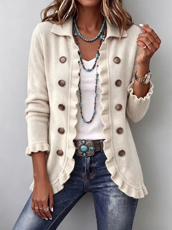 Rocío | Chaqueta de Punto Marfil con Volantes