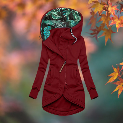 Ingrid chaqueta larga con capucha roja