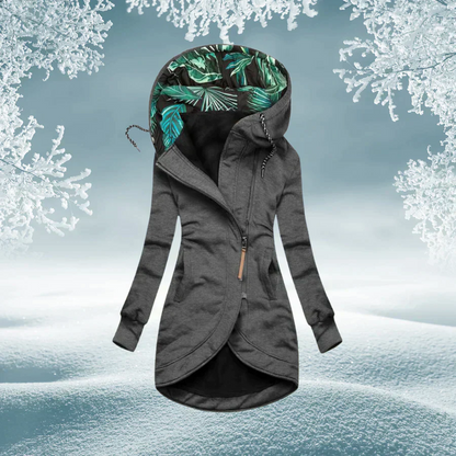 Ingrid chaqueta larga con capucha gris