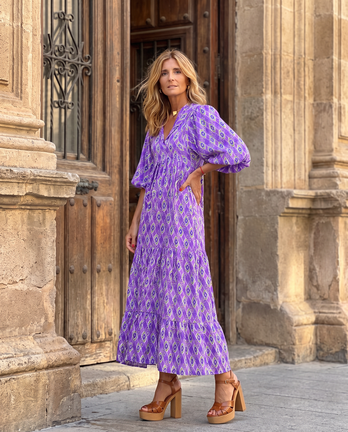 Isabella vestido largo boho lila
