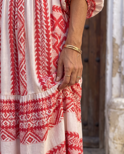 Vestido Isabella, detalle del estampado y el tejido