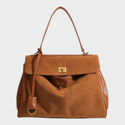 Lidia bolso de piel minimalista ante marrón y piel