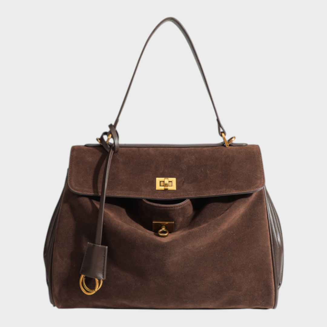 Lidia bolso de piel minimalista ante marrón oscuro y piel