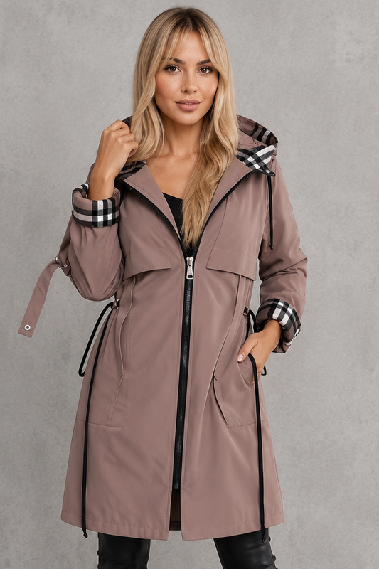 Mabel abrigo impermeable con capucha marrón