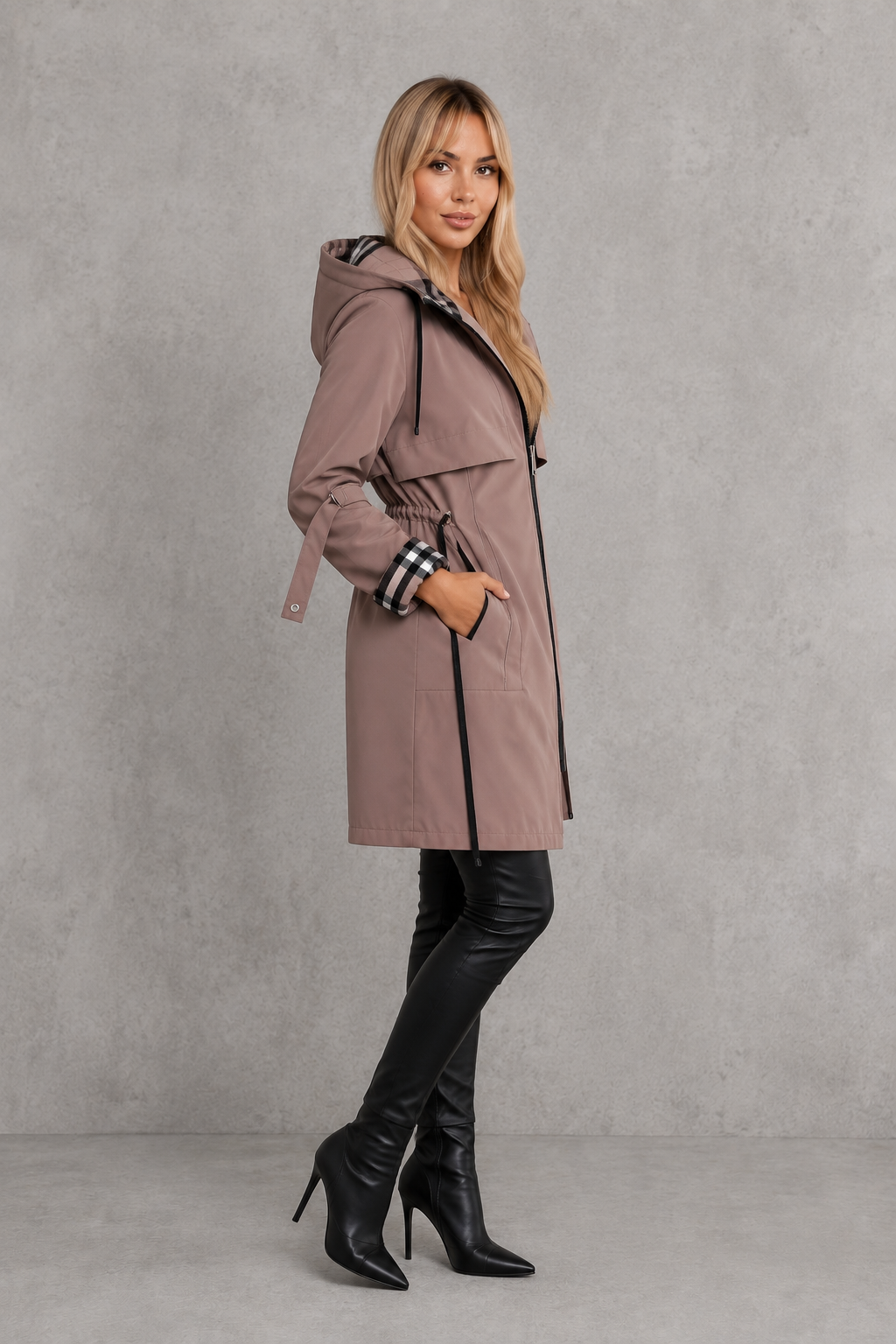 Mabel abrigo impermeable con capucha marrón