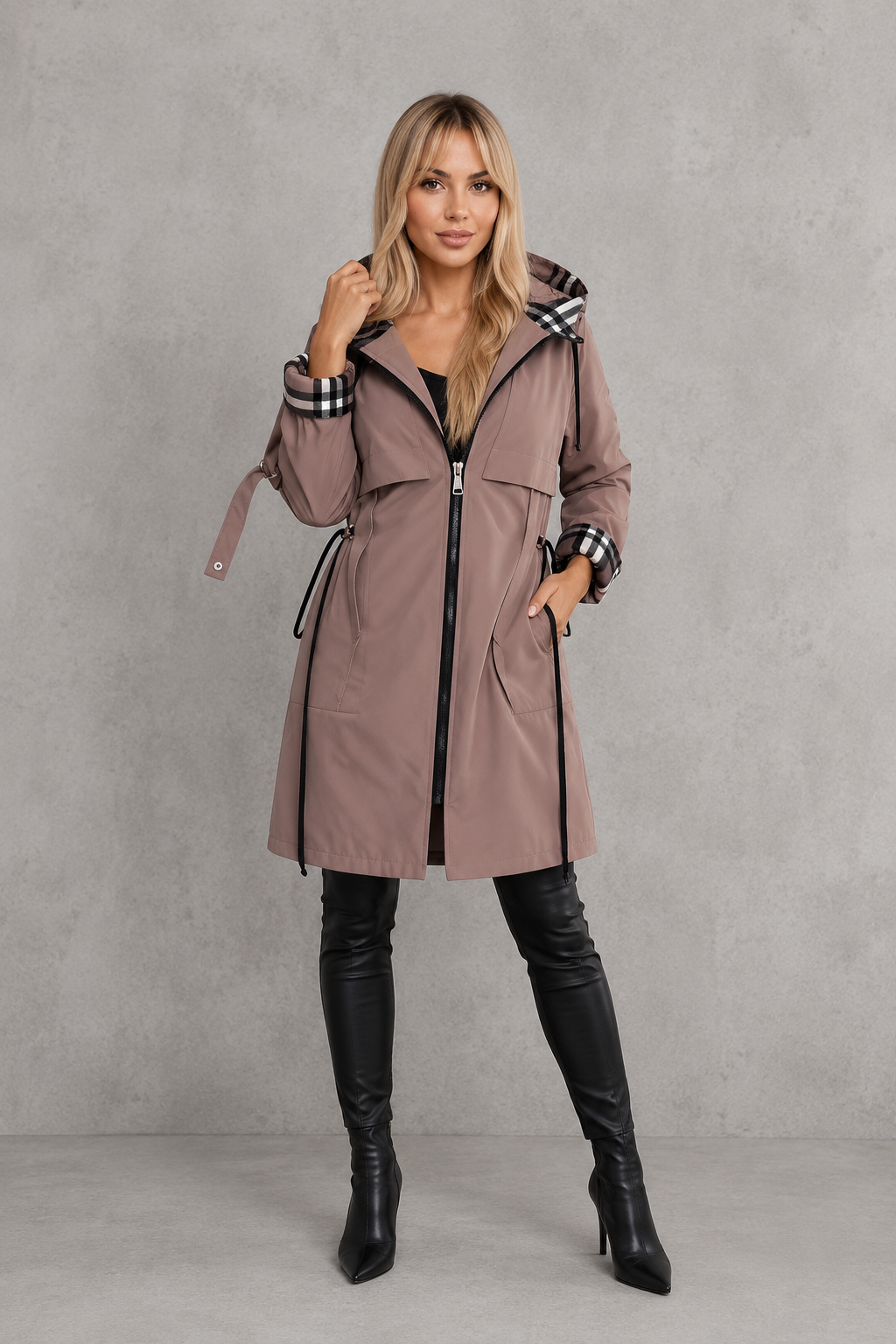 Mabel abrigo impermeable con capucha marrón