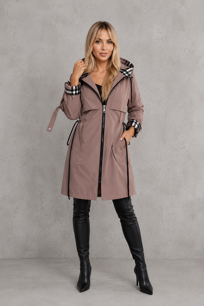 Mabel abrigo impermeable con capucha marrón