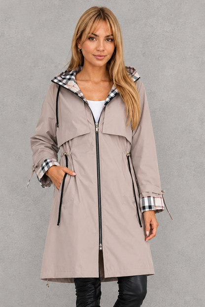 Mabel abrigo impermeable con capucha beige